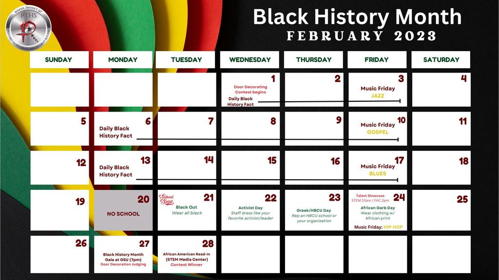 Black History Month Calendar